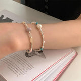 925 Silver Pearl Geometry Bracelet for Women Beading Ins Jewelry Gift