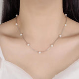 S925 Silver Box Chain Chokers Pearl Necklace For Women FQL22014
