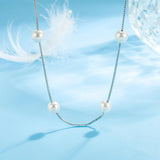 S925 Silver Box Chain Chokers Pearl Necklace For Women FQL22014