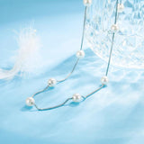 S925 Silver Box Chain Chokers Pearl Necklace For Women FQL22014