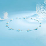 S925 Silver Box Chain Chokers Pearl Necklace For Women FQL22014
