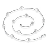 S925 Silver Box Chain Chokers Pearl Necklace For Women FQL22014