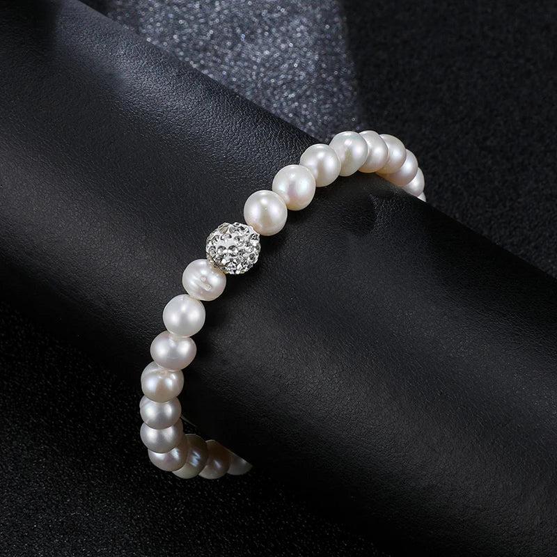 Elastic Rope Pearl Bracelet 6-7mm Natural Freshwater Pearls Bangle