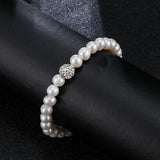 Elastic Rope Pearl Bracelet 6-7mm Natural Freshwater Pearls Bangle