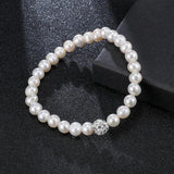 Elastic Rope Pearl Bracelet 6-7mm Natural Freshwater Pearls Bangle