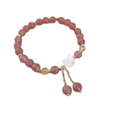 Sweet Shell Pearl Cat Animal Strawberry Quartz 14K Bracelet