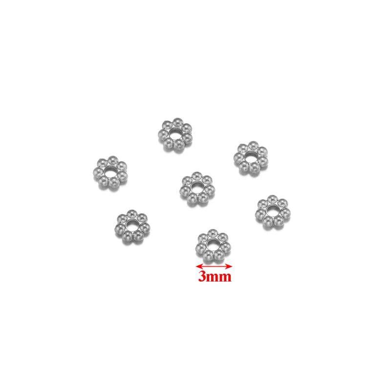 50pcs Stainless Steel Daisy Spacer Beads Snowflake Charms DIY Jewelry Making