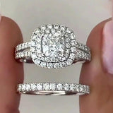 Women Wedding Rings Silver Sparkling Cubic Zirconia Bridal Marriage Jewelry