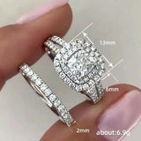 Women Wedding Rings Silver Sparkling Cubic Zirconia Bridal Marriage Jewelry