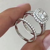 Women Wedding Rings Silver Sparkling Cubic Zirconia Bridal Marriage Jewelry