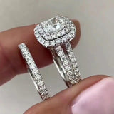 Women Wedding Rings Silver Sparkling Cubic Zirconia Bridal Marriage Jewelry
