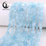 8-10mm Natural Aquamarine Stone Loose Beads for Jewelry Making 15''