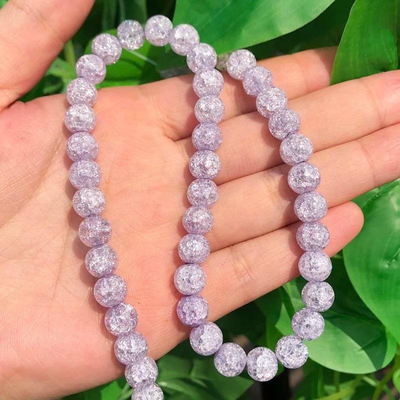 Snow Cracked Quartz AB Multicolor Crystal Glass Beads Round Spacer Loose Beads