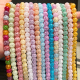 Snow Cracked Quartz AB Multicolor Crystal Glass Beads Round Spacer Loose Beads