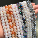 Snow Cracked Quartz AB Multicolor Crystal Glass Beads Round Spacer Loose Beads