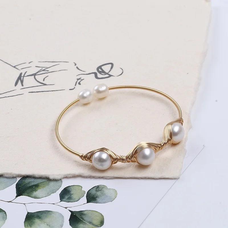 Freshwater Pearl Bracelet for Women, Natural Pearls Bangle