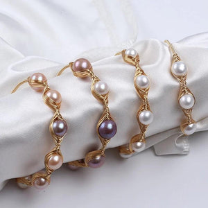 Freshwater Pearl Bracelet for Women, Natural Pearls Bangle