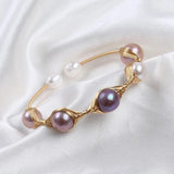 Freshwater Pearl Bracelet for Women, Natural Pearls Bangle