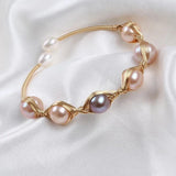 Freshwater Pearl Bracelet for Women, Natural Pearls Bangle