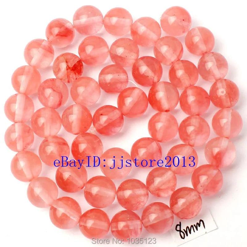 Red Watermelon Crystal Round Beads 15 Inch