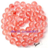 Red Watermelon Crystal Round Beads 15 Inch