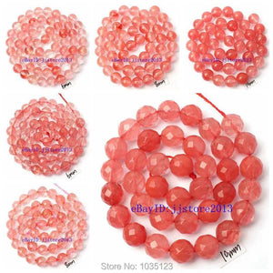 Red Watermelon Crystal Round Beads 15 Inch