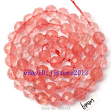 Red Watermelon Crystal Round Beads 15 Inch