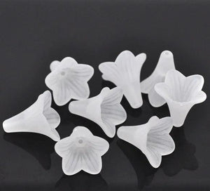50Pcs Frosted Lily Flower Transparent Acrylic Beads for Jewelry Making DIY