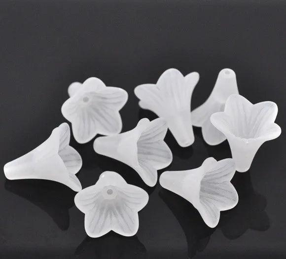 50Pcs Frosted Lily Flower Transparent Acrylic Beads for Jewelry Making DIY