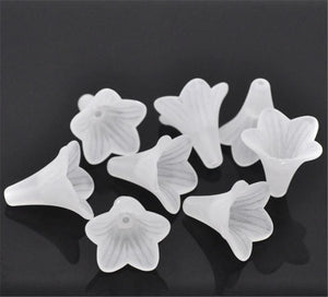 50Pcs Frosted Lily Flower Transparent Acrylic Beads for Jewelry Making DIY