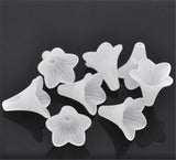 50Pcs Frosted Lily Flower Transparent Acrylic Beads for Jewelry Making DIY