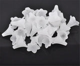 50Pcs Frosted Lily Flower Transparent Acrylic Beads for Jewelry Making DIY