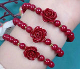 Red Cinnabar Roses Bracelet Organic Fine Jewelry