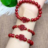 Red Cinnabar Roses Bracelet Organic Fine Jewelry