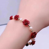 Red Cinnabar Roses Bracelet Organic Fine Jewelry