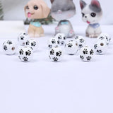 20Pcs Colorful Cat & Dog Paws Print Wood Beads Custom Craft Toy Accessories