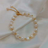 Natural Baroque Pearl 14K Filled Charm Bracelet
