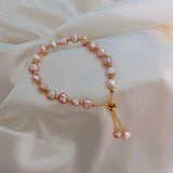 Natural Baroque Pearl 14K Filled Charm Bracelet