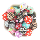 Leopard Silicone Printed Beads 15mm DIY Jewelry Making Keychain