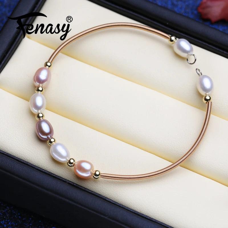 Handcrafted Freshwater Pearl Bracelets - Adjustable Tube Bracelet