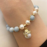 Sweet Cat Natural Amazonite & Pearl Bracelet