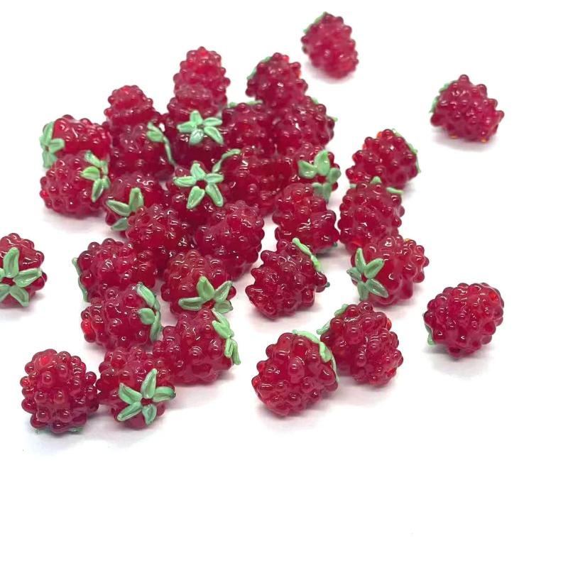5pcs Raspberry Plum Glass Beads Fruit for Jewelry Making