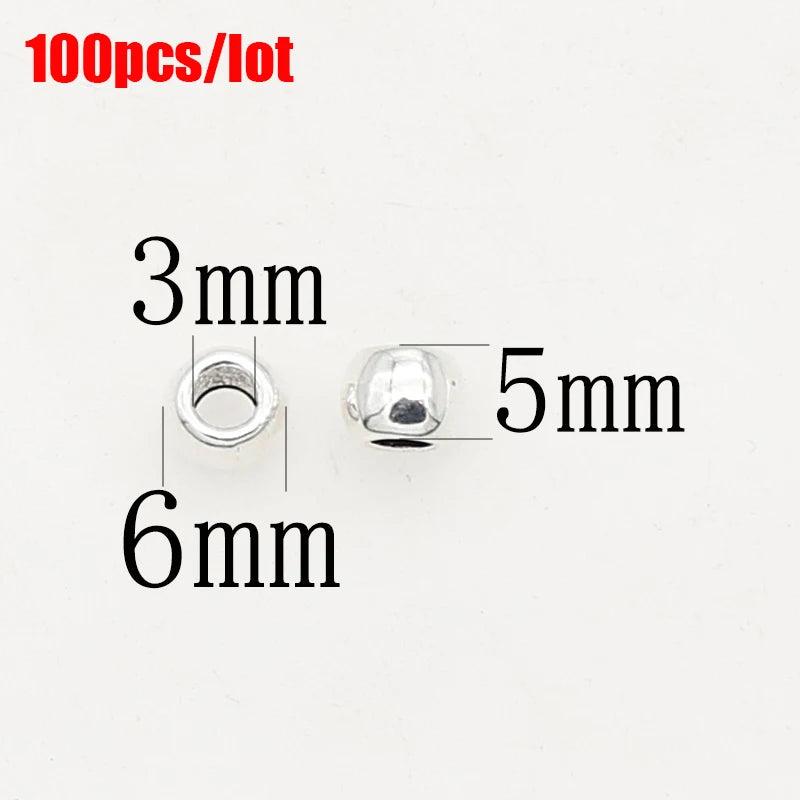 100pcs 7mm Zinc Alloy Loose Geometry Beads Metal Spacers DIY Jewelry