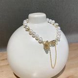 Pinecone Charm Bracelet with Pearl, 14K Filled