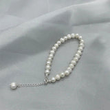 Natural Freshwater Pearl Bracelet 925 Sterling Silver Strand Bracelets