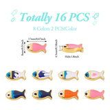 16Pcs Enamel Fish Beads Ocean Animal Charms DIY Jewelry Making