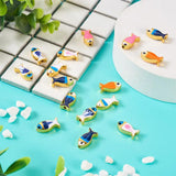 16Pcs Enamel Fish Beads Ocean Animal Charms DIY Jewelry Making