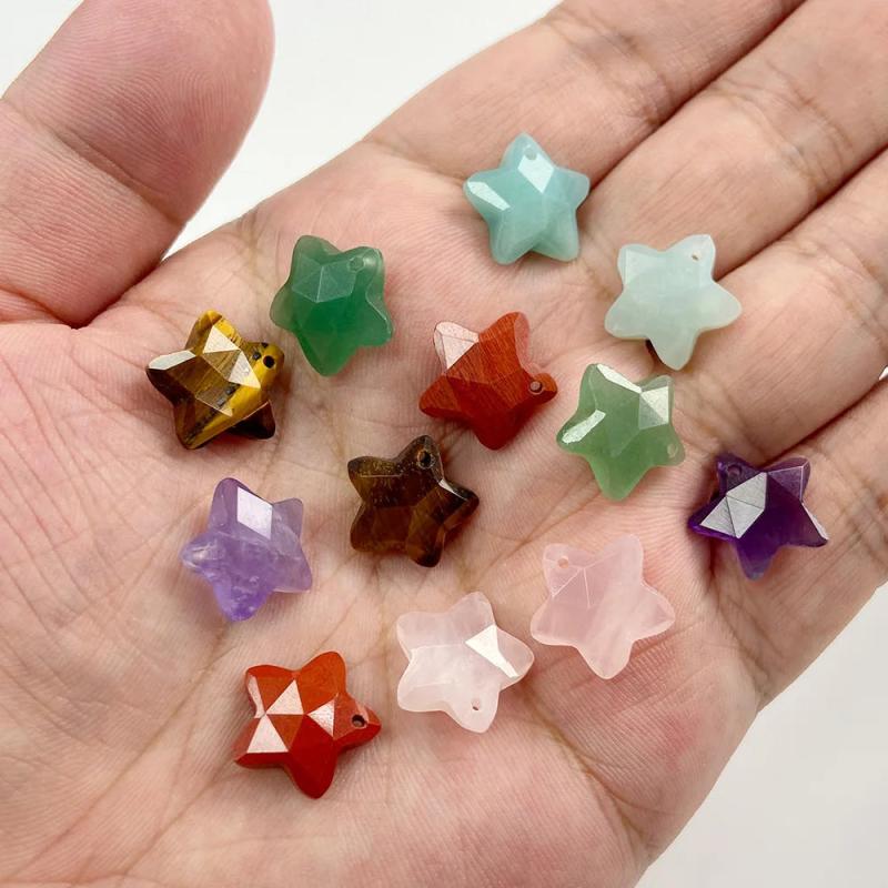 14MM Natural Stone Crystal Five-pointed Star Charms for Diy Jewelry Making