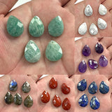 Faceted Amazonite Pendant Natural Stone Charms for Jewelry Making 13x18mm