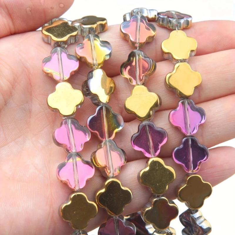45PCS Flower Glass Beads Jewelry Making Bracelets Necklace Supplies DIY Earrings